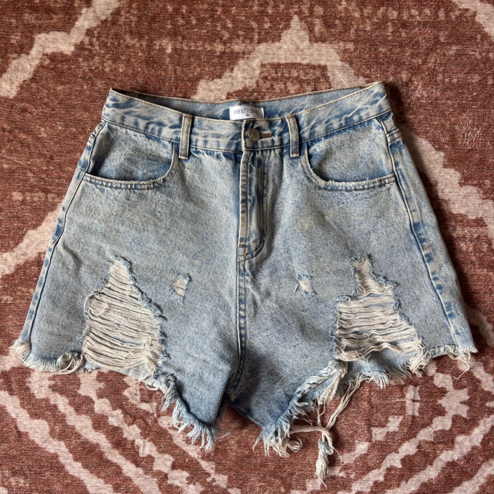 Distressed Light Wash Denim Crop Vest